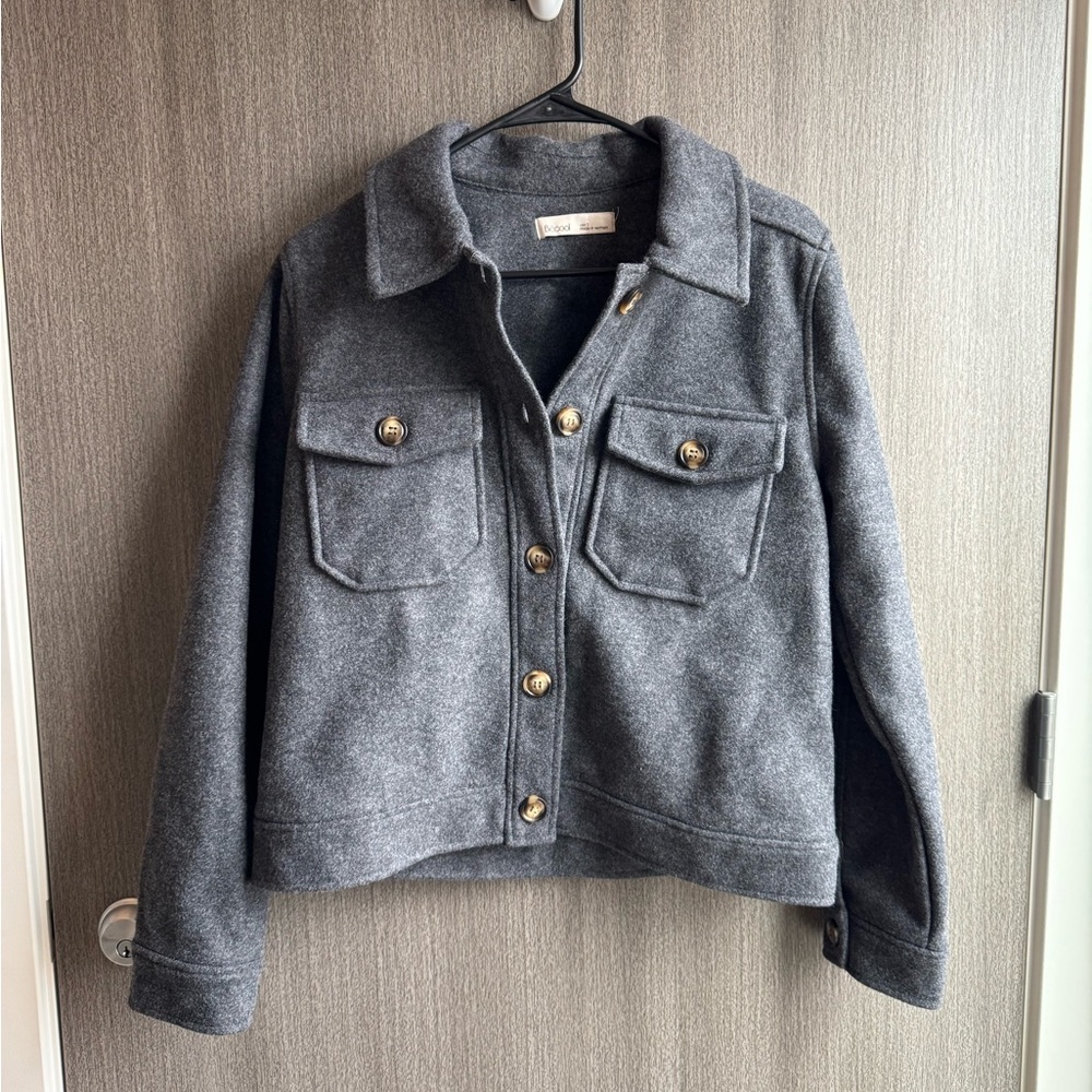 Dark Gray Buttoned Shacket - S - image 1